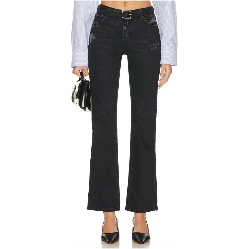 FRAME The Low Boot Jeans Black Distressed Low Rise Bootcut Y2K Denim